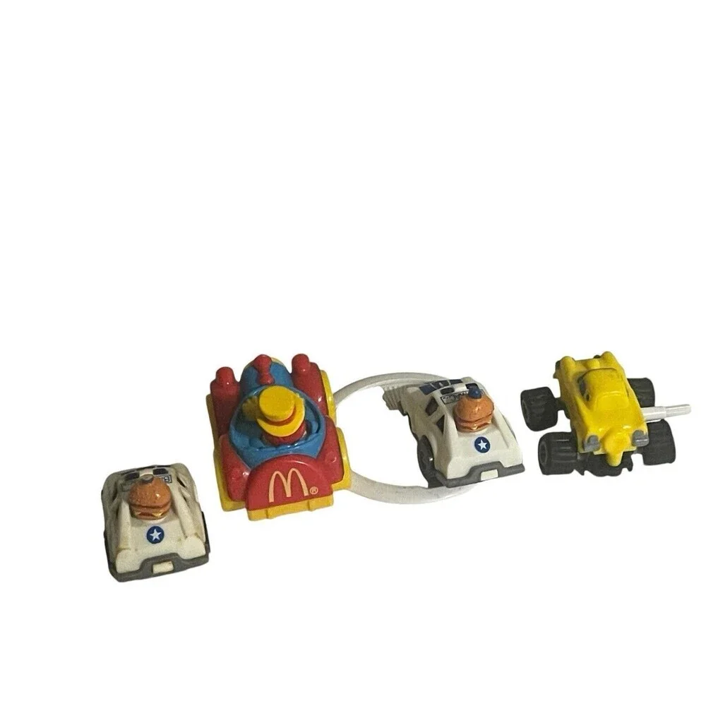 Vintage Lot of 4 FAST MACS 1985 McDonalds Happy Meal Toys Pull Back Car Racers